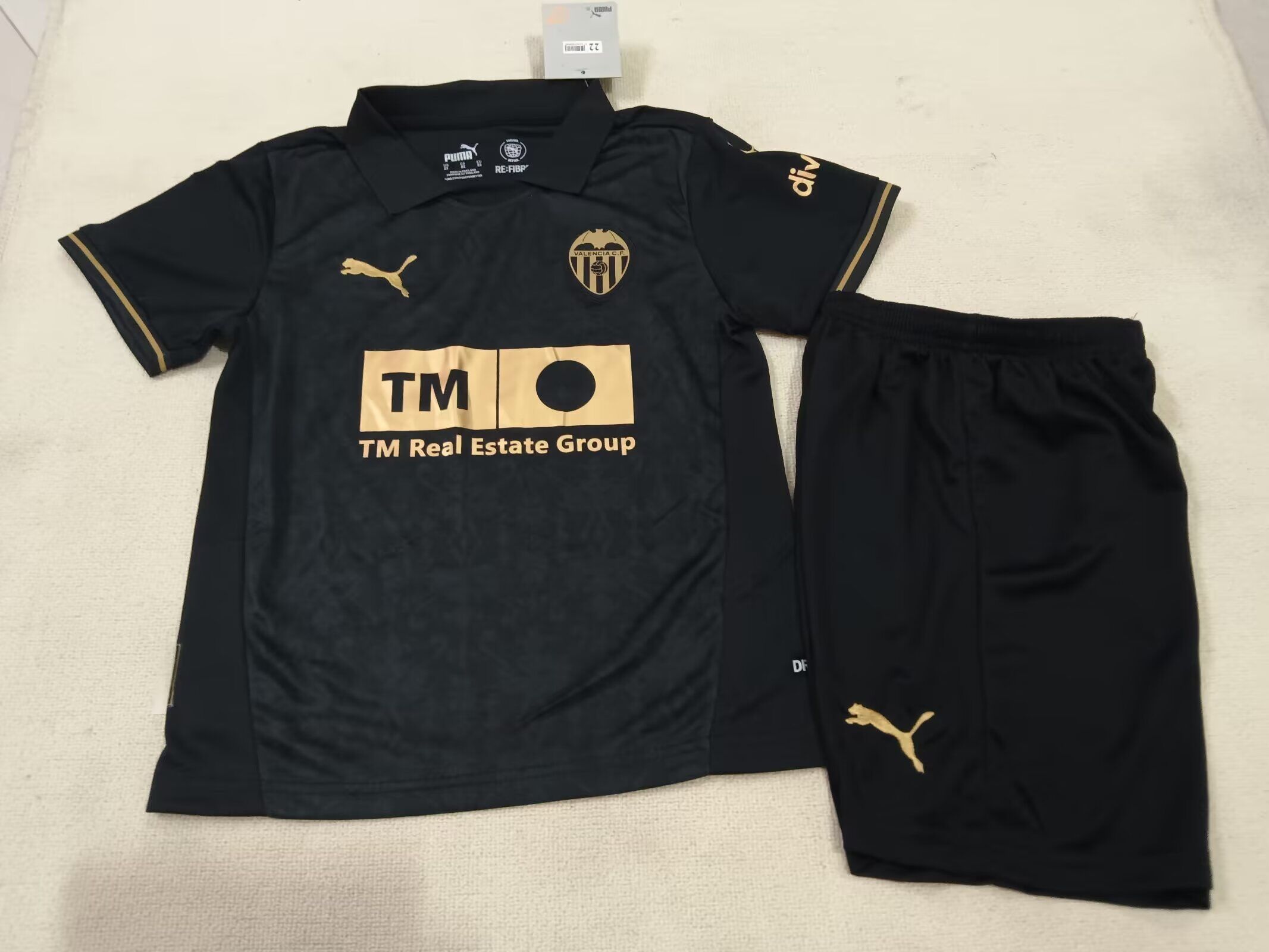 Kids-Valencia 24/25 Away Black Soccer Jersey